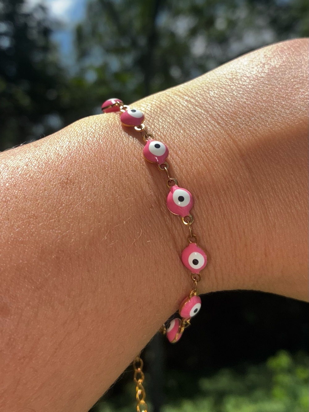 Pink Gold Plated/Stainless Steel Evil Eye Bracelet NWT